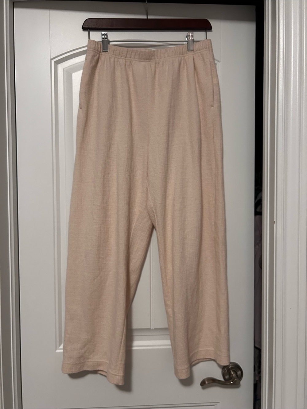OAK + FORT Neutral Cream Wide-Leg Knit Pants